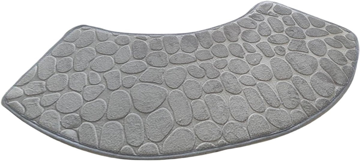 Gebogen Douchemat Lichtgrijs - Antislip Badkamer Tapijt - 99 x 40 cm