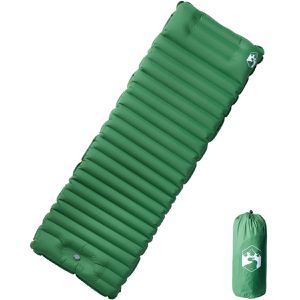 vidaXL Isomatte 4007121, grün, aufblasbar, 190 x 68 x 10cm, 1080g, mit Kopfkissen & Fußpumpe