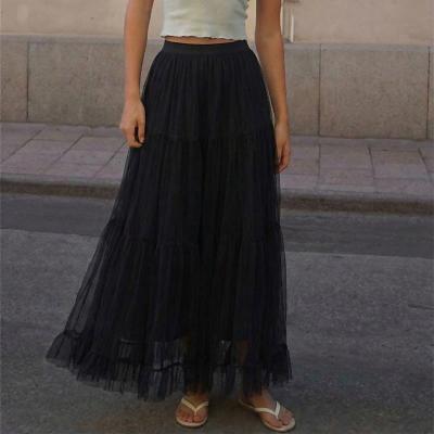 LightInthebox Women's Chiffon Skirt Elegant Maxi High Waist Skirts Black Yellow Sky Blue Dark Gray Summer