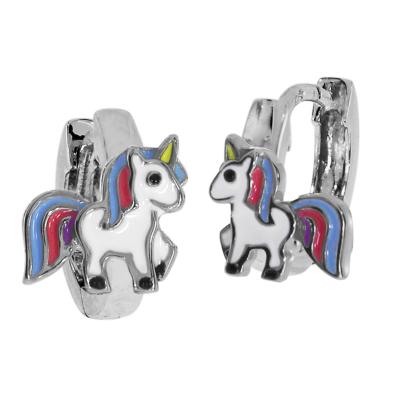Paar Creolen OSTSEE-SCHMUCK "Ostsee-Schmuck Creole Einhorn Creole Einhorn", weiß, Ohrringe, Damen, 12x8mm, Silber 925 (Sterlingsilber)