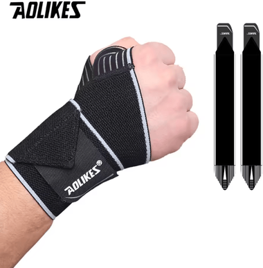 Inspire Curations AOLIKES Elastic Wrist Wraps For CrossFit Powerlifting And Gym Support gray