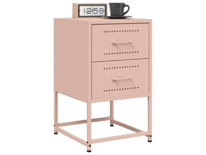 Tmriohed 2er Set Nachttisch Rosa 36x39x60,5 cm Metall Beistelltisch Industrielles 2er Nachttisch-Set aus Stahl für Schlafzimmer & Wohnzimmer, mit Schublade & pflegeleichter Oberfläche.