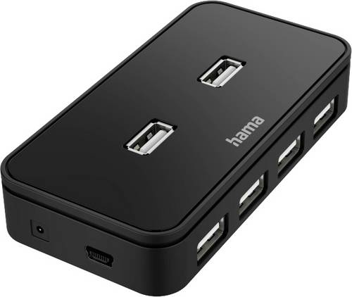 Hama 00200123 USB-Hub 7 Port USB-A USB 2.0 480 MBit/s Schwarz