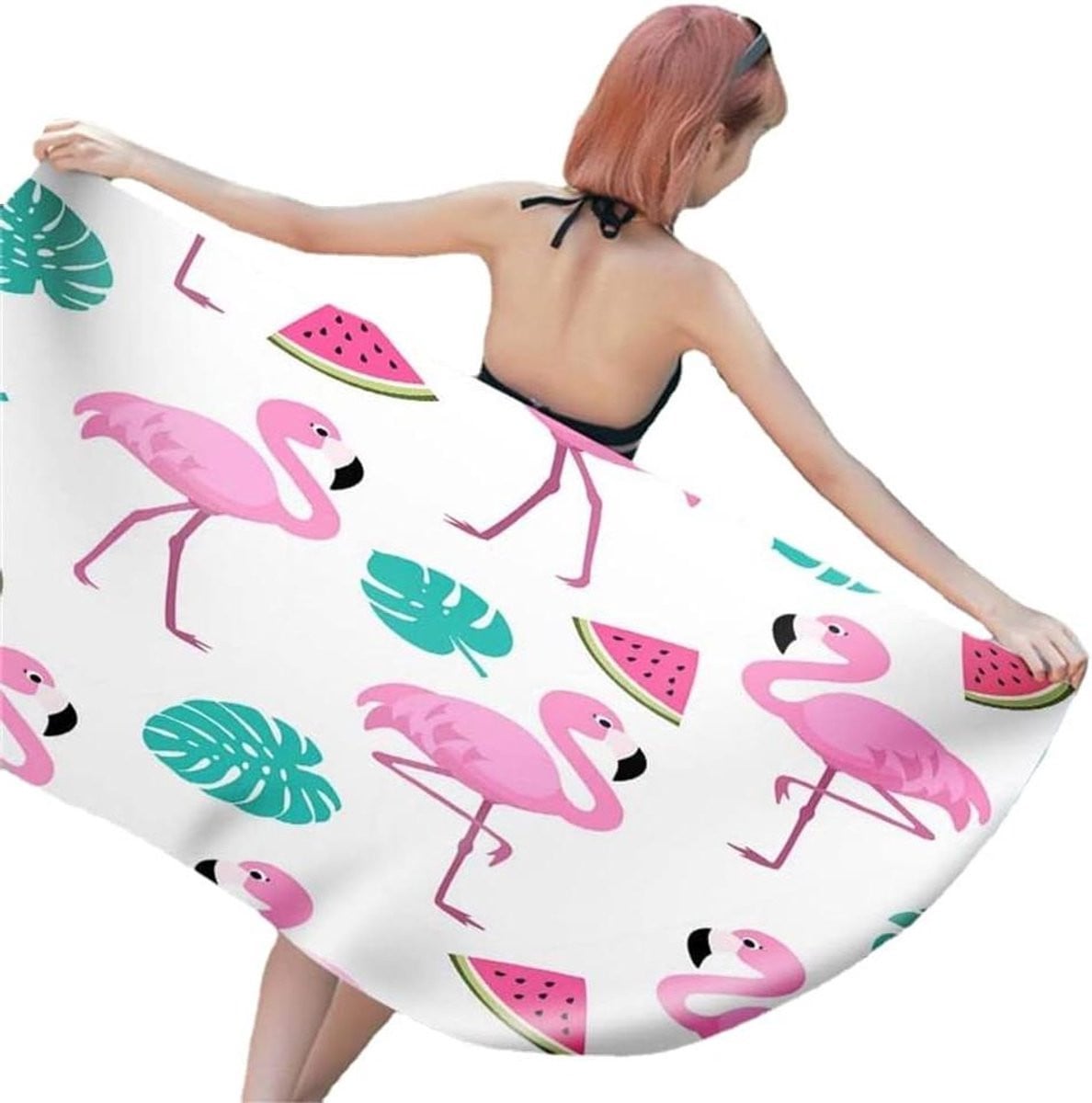 Strandlaken Microfiber Roze Flamingo - Zandvrij en Sneldrogend - 150 x 180 cm