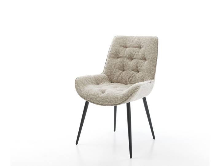 Esszimmerstuhl Taimi-Flex Webstoff Soft Beige 4-Fuß konisch Schwarz, Esszimmerstühle
