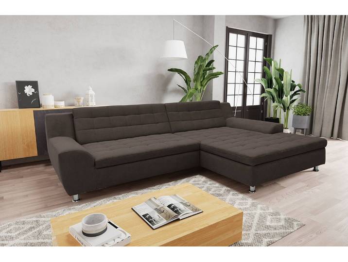 Ecksofa Kleta mit Longchair Schwarz Microfaser Savi 304 x 84 x 200cm Longchair davorstehend rechts Modern