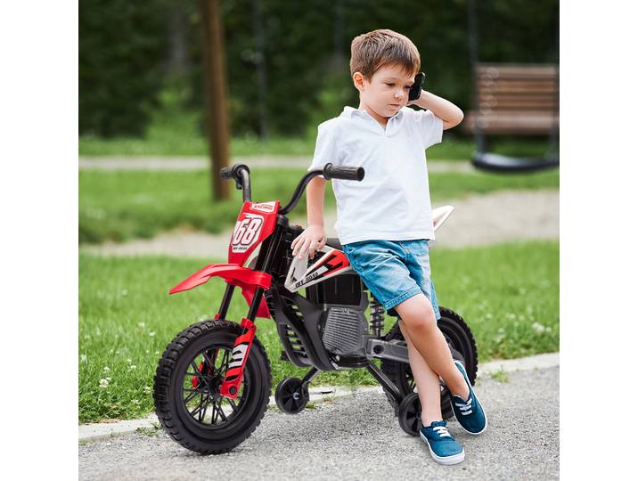 AIYAPLAY Moto Électrique Enfant 12V Rouge 3-6 Ans