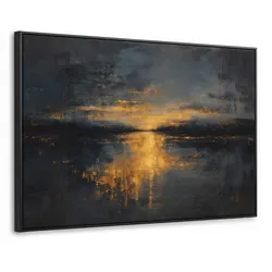 LEINWAND Bilder mit Rahmen - Goldene Reflexion auf dem Wasser - 120x80
