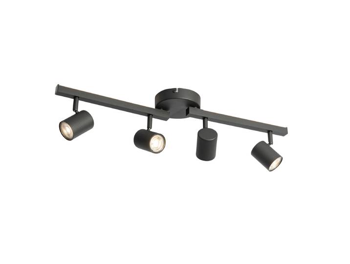 Spot de plafond noir GU10 50mm 4 lumières avec rétroéclairage et
