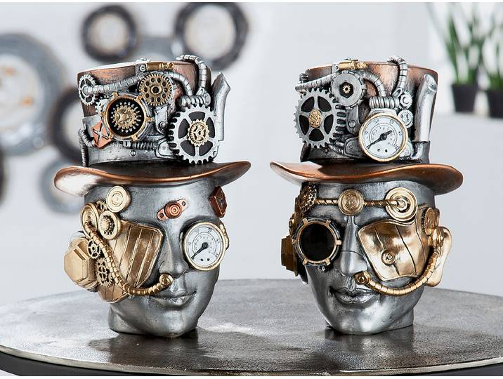 Dekoobjekt Steampunk Female 16 x 20 x 18cm Silber