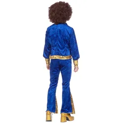 Wilbers Erwachsenenkostüm Glitzer-Disco-Anzug blau/gold Grösse M (M)