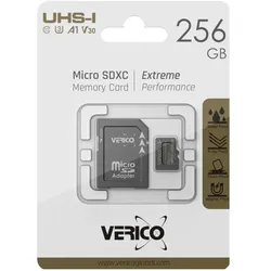 Verico 256GB microSD C10 UHS-1 Speicherkarte ( inkl. Adapter ) (256 GB, microSDXC, U1, UHS-I), Speicherkarte, Schwarz