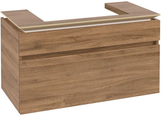 Villeroy und Boch Legato Waschtischunterschrank B69500RH 100x55x50cm, Waschtisch mittig, Kansas Oak