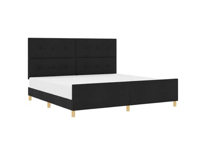 vidaXL Bettgestell mit Kopfteil Schwarz 200 x 200 cm Stoff Moderner und schlichter Look, Aus solidem Holz gemacht, damit er lange hält, Hält locker bis zu 250 kg aus