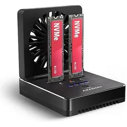 Axagon ADSA-M2C22, USB-C 20Gbps dokovací stanice pro 2× M.2 NVMe/SATA SSD s funkcí klonování, SSD + Festplatte Zubehör
