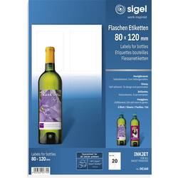Sigel DE160 Flaschenetiketten 80 x 120 mm Papier Weiß 20 St. Permanent haftend Tintenstrahldrucker