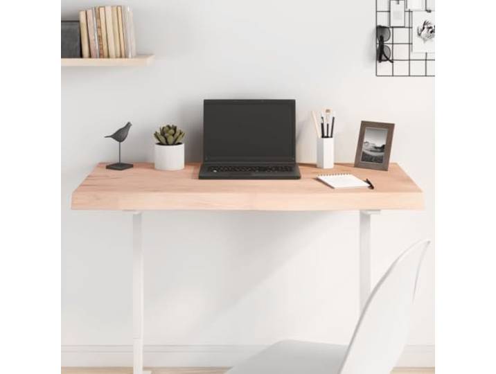 HEFZGDB Massivholz Eiche Tischplatte 100x50x(2-6) cm Unbehandelt mit Naturkante - Handgefertigte Ersatztischplatte für DIY Projekte und Renovierung - Vielseitig Einsetzbar