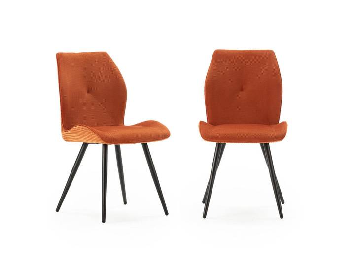Calicosy Stühlen (Set aus 2) aus stoff mit schwarzen metallbeinen - adaya 46/62/49,5 cm, Orange, Textil, 62x49.5x46 cm, Esszimmer, Stuhl