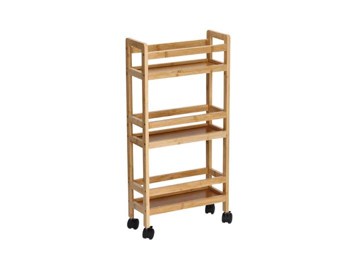 Servierwagen ZELLER PRESENT 36 x 15 x 74 cm , beige (nature), B:36cm H:74cm T:15cm, Rollwagen, Servierwagen, Holzart: Bambus (China)