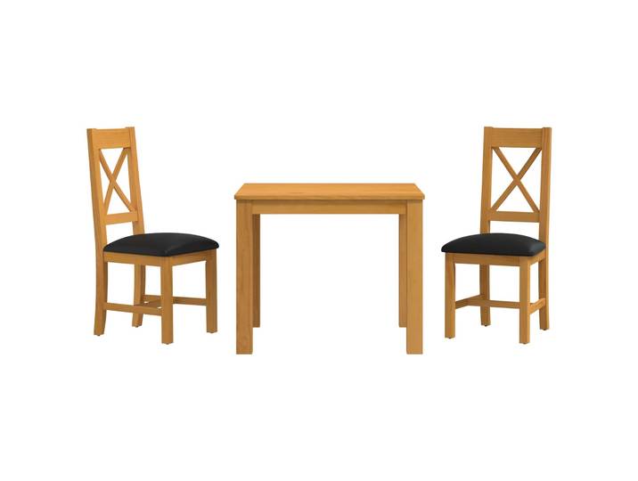 Ensemble De Salle À Manger 3 Pc Noir Bois De Chêne Massif Vidaxl