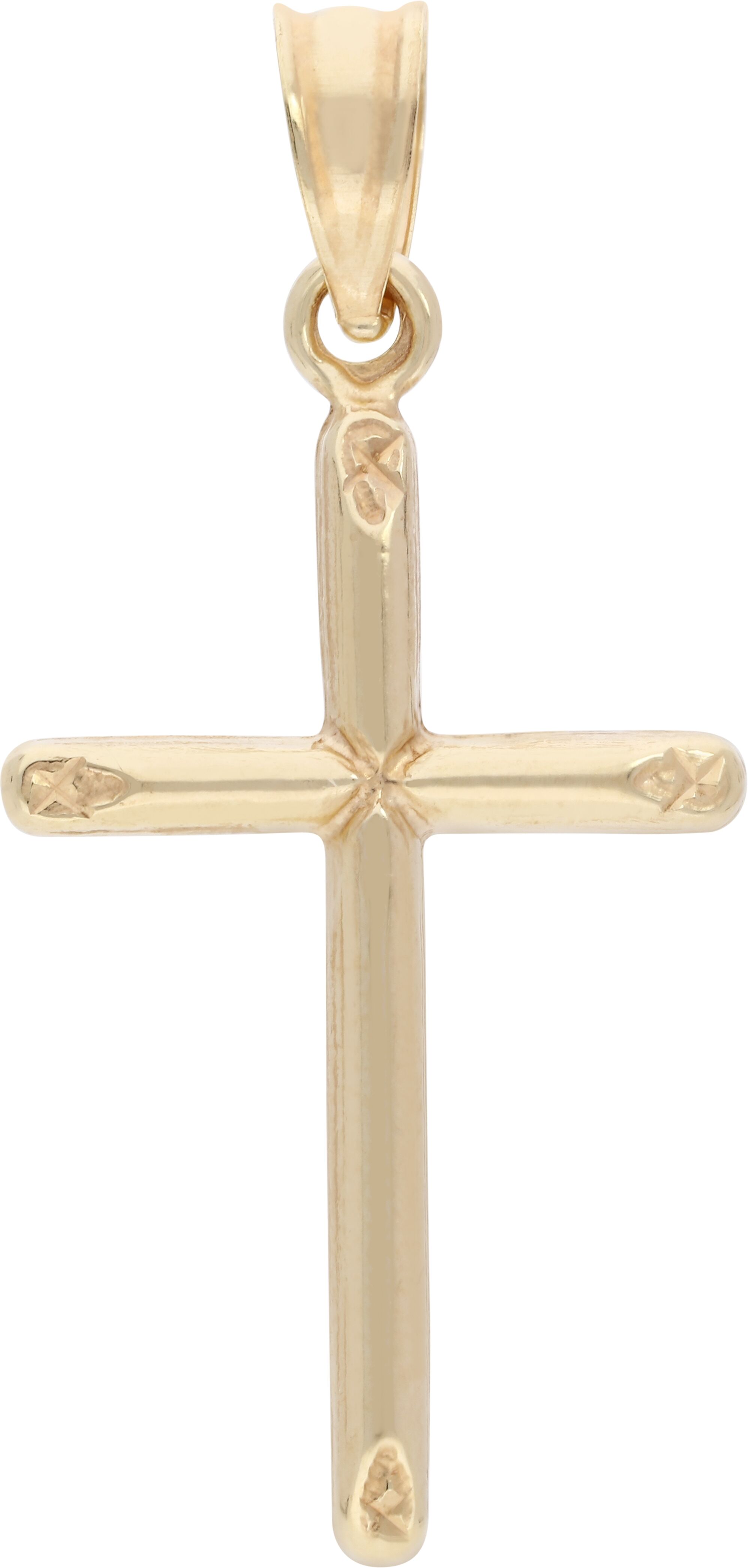 Kettenanhänger FIRETTI "Schmuck Geschenk Gold 375 Halsschmuck Anhänger Kreuz", gold (gelbgoldfarben), Schmuckanhänger, Damen, Gelbgold 375, 0,31 g, Kettenanhänger