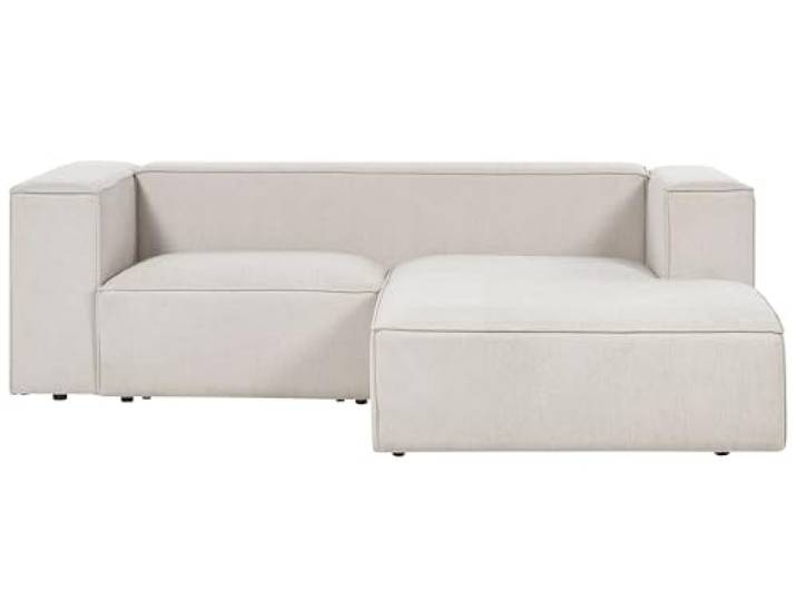 Beliani 2-Sitzer Ecksofa L-förmig beige mit Chaiselongue Links breite Armlehnen Vernon