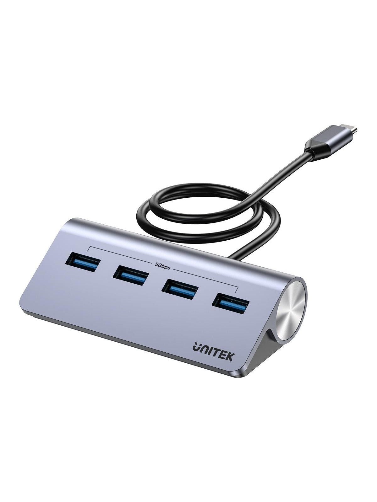 Unitek uHUB Q4 H1337B - hub - 4-in-1 USB -C with USB-A - 4 ports USB-Hubs - USB 3.2 - 4 - Grau