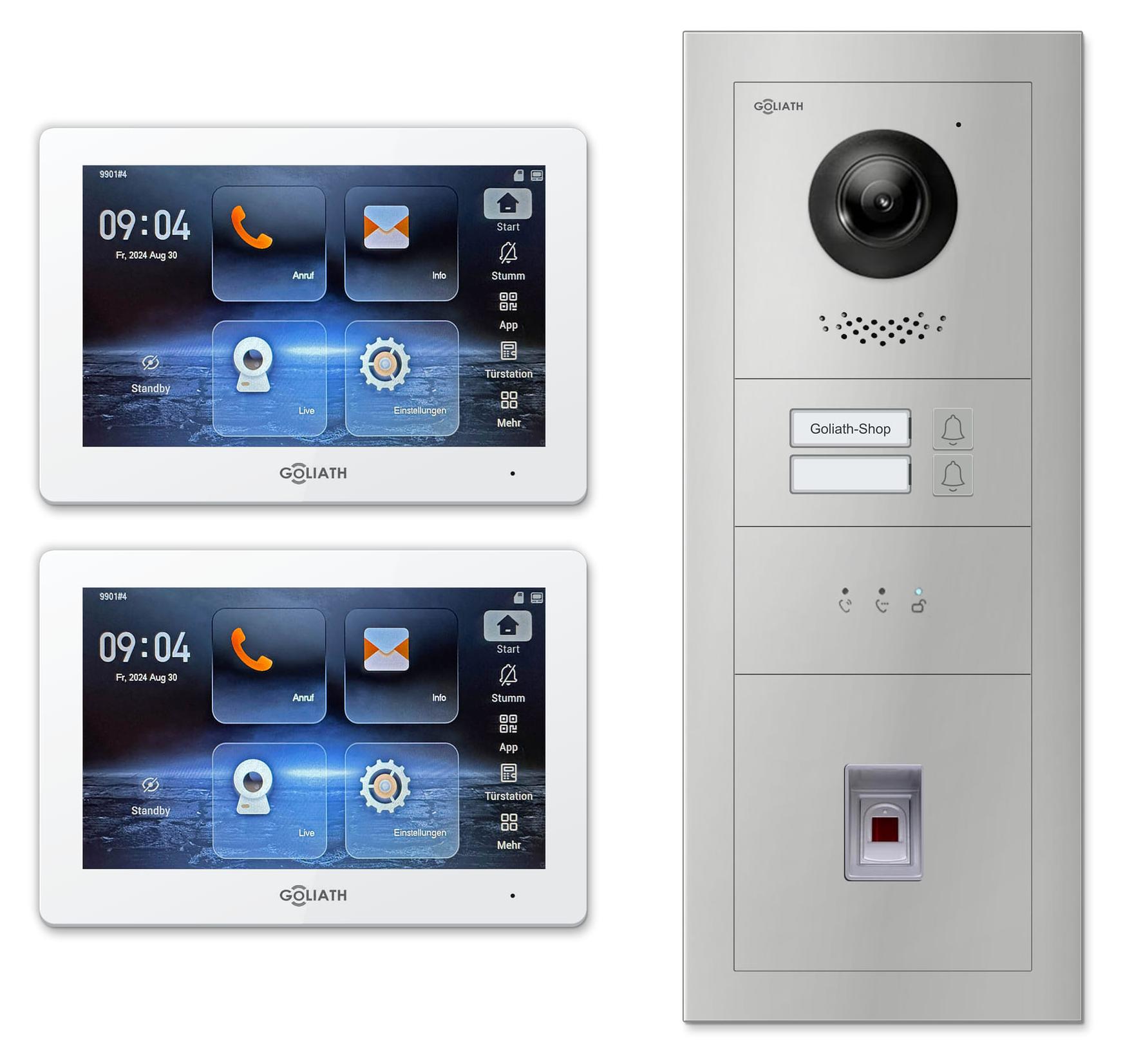 Goliath Premium IP GL-IPH235.2 Video-Türsprechanlage, 2 Familien, 2× 7 Zoll Weiß, Silber, Aufputz