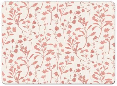 CounterArt Pastel Blooms Hardboard Placemats with Protective Cork Backing 4 Pack Layered Construction Heat Tolerant and Easily Wipes Clean