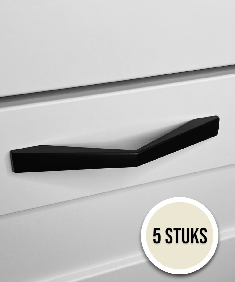 Vancouver Meubelgreep Zwart RVS - 128 mm - 5 stuks - Inclusief schroeven