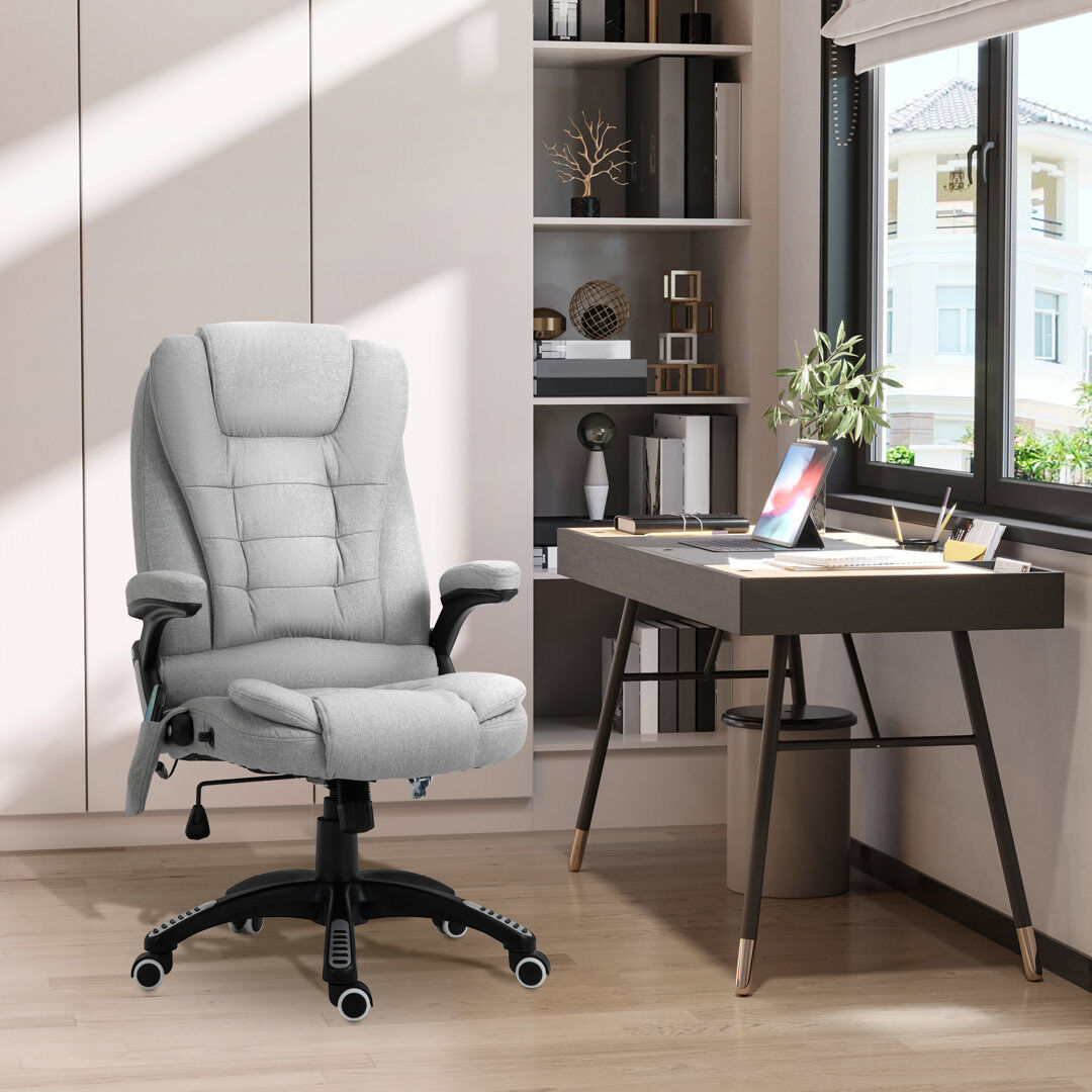 Inbox Zero Waynefleet Massage Office Chair with Heating White 120cm H X 68cm W X 72cm D