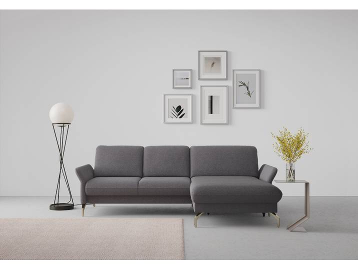 Ecksofa, Chenille, Espresso 253×165 cm, Kopfteilverstellung, Motorisch, Sit&More