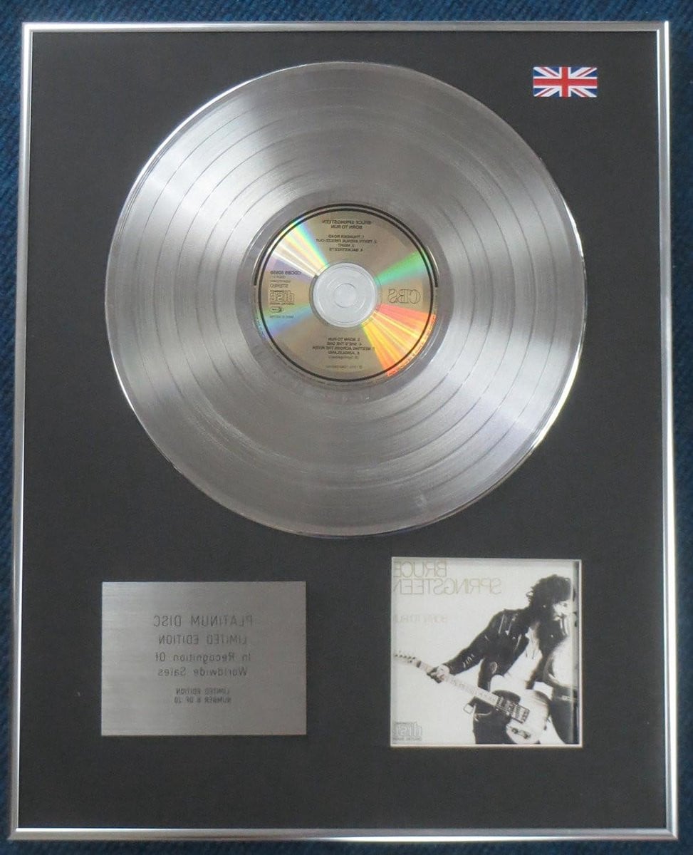Zilveren Wanddecoratie Muziek Presentatie Platina Plaat Gelimiteerde Oplage 40 x 50 cm