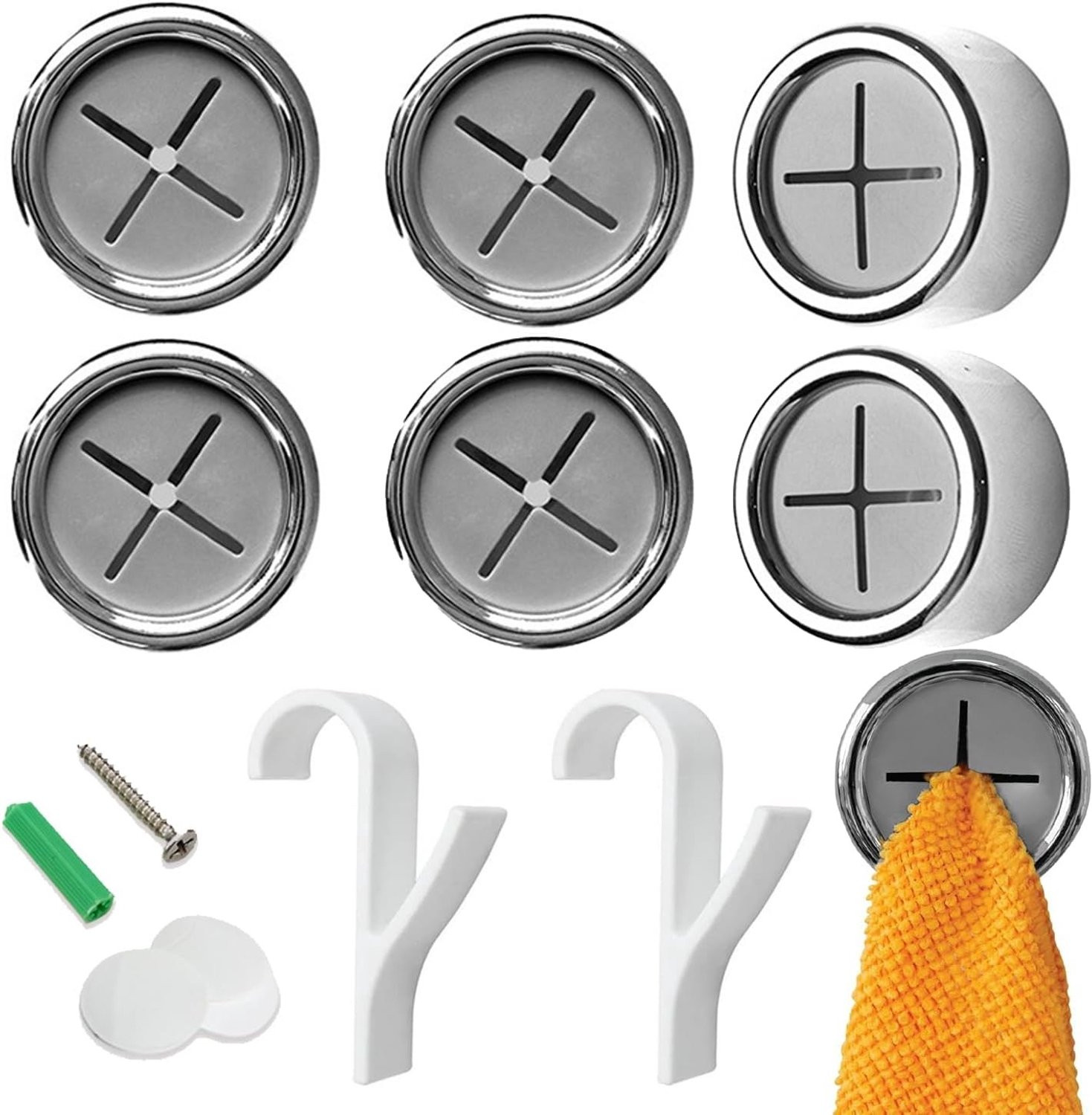 6 Stuks Premium Ronde Zelfklevende Handdoekhangers voor Badkamer en Keuken