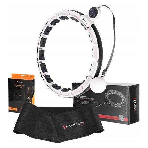 HMS Magnetisches Hula Hoop Set Weiss Hhm16 Mit Zähler + Schlankheitsgürtel Br163 Schwarz (45 cm) (17-44-607)