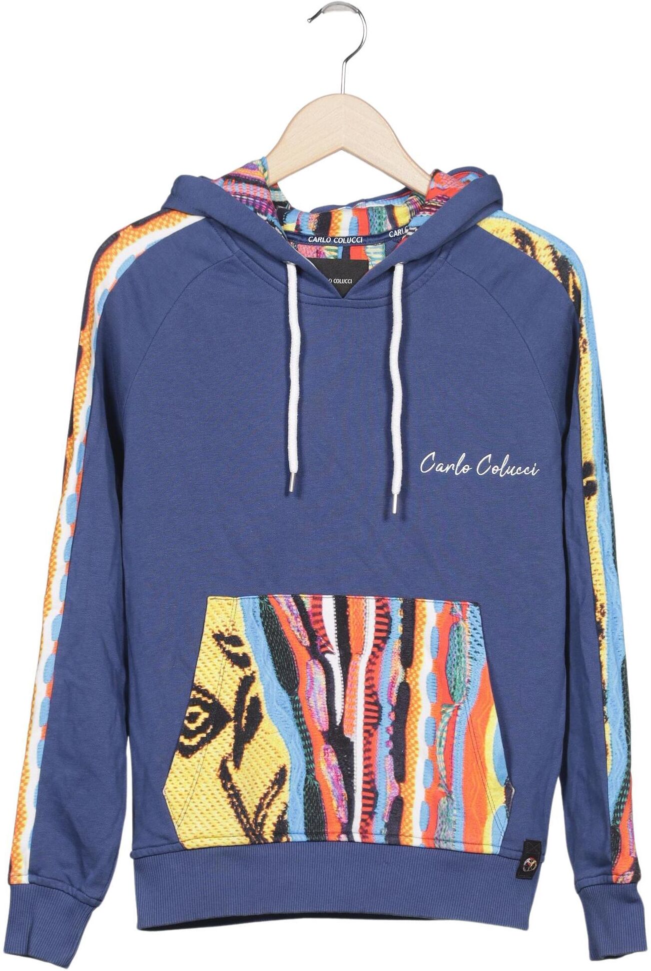 Carlo Colucci Herren Kapuzenpullover, Marineblau, Gr. XS, Baumwolle / Synthetik - Second Hand