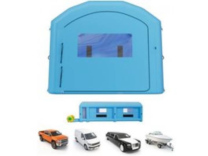 VEVOR Opblaasbare Spuitcabine 12x5x4 m Spuitcabine Tent Blauw, met 950W & 1100W Blowers, Actieve Koolstoffiltratie, Kleedruimte, Gewelfd Dak voor Zware Pick-ups & Bestelwagens, Draagbaar
