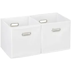 Relaxdays 12 x Aufbewahrungsbox Stoff weiß Weiß,Silber