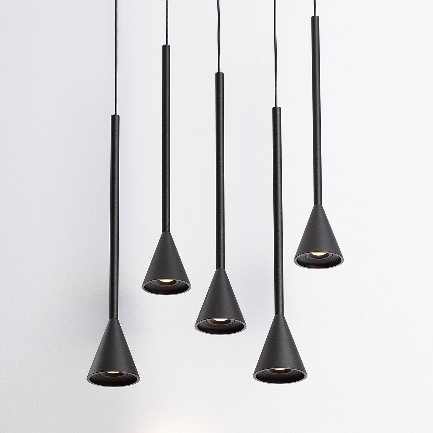 Lyora Hanglamp Net rond 5-lichts zwart met LED