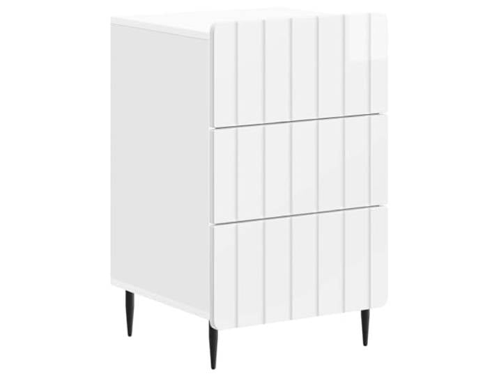 GHVBNMF Nachttisch Hochglanz Weiß 43x41x68 cm Holzwerkstoff 3 Schubladen Moderner Beistelltisch fürs Schlafzimmer mit 3 sanft gleitenden Schubladen und stabilen schwarzen Beinen.