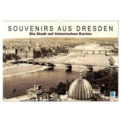 Souvenirs aus Dresden – Die Stadt auf historischen Karten (Wandkalender 2026 DIN A3 quer), CALVENDO Monatskalender