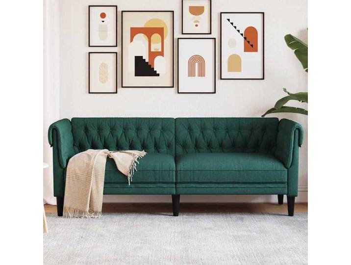 SALE 2026  Fauteuil/Chaise-Sofa Vert - Canapé Chesterfield 3 places vert foncé tissu 7837391553904