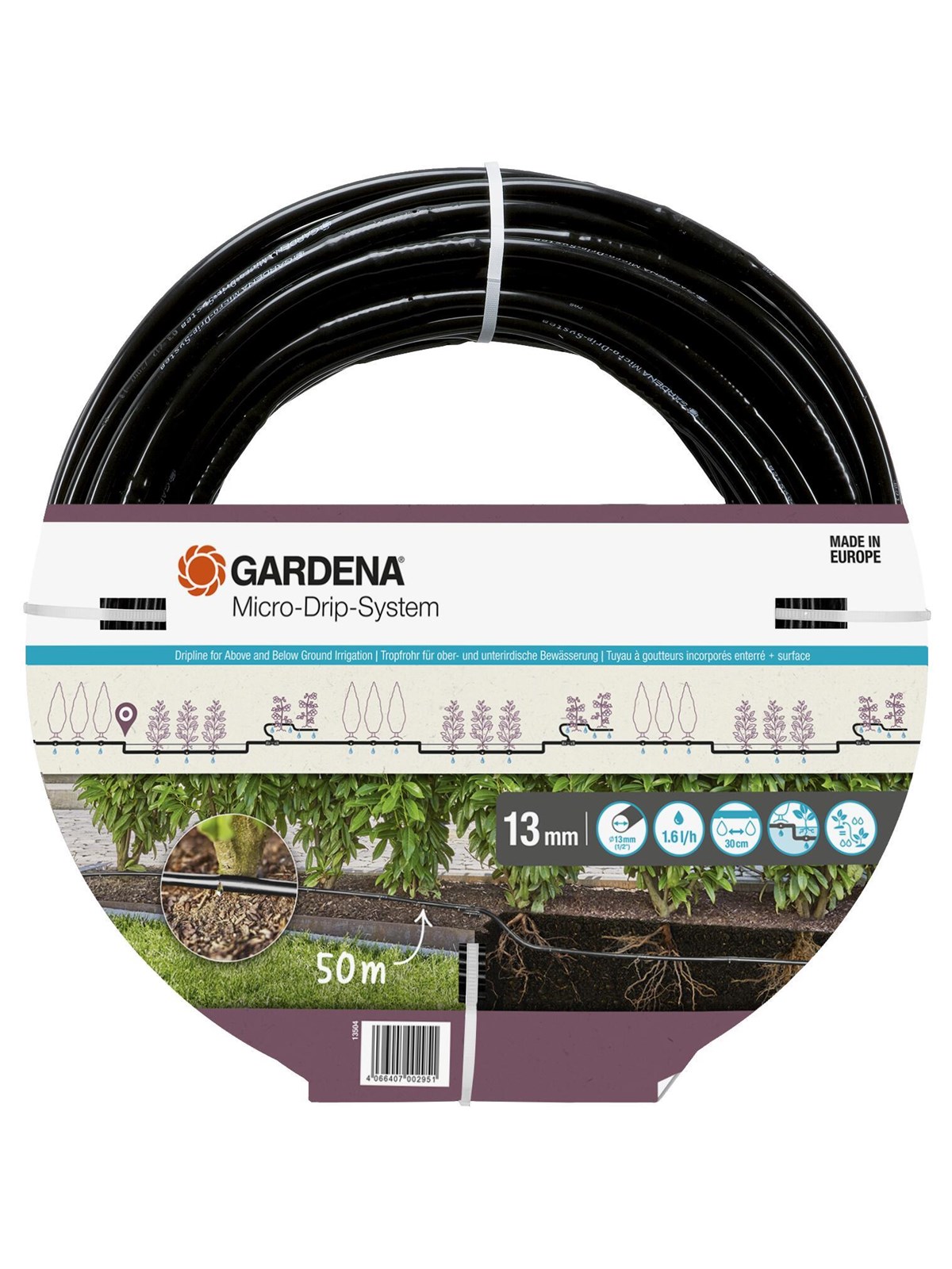 Gardena Ober- und unterirdisches Tropfrohr für Büsche/Hecken (50 m)