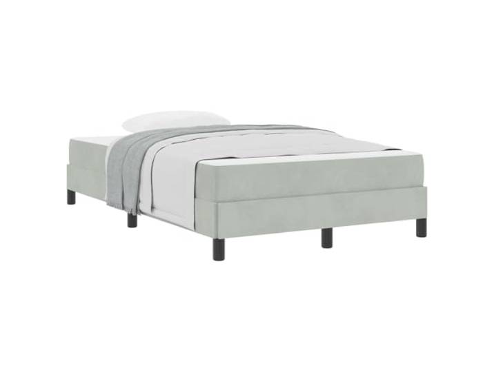 KTHLBRH Boxspringbett mit Matratze hellgrau 120 x 200 cm Stoff Technisches Holzgestell, Taschenfederkernmatratze, mittlere Härte, Pfostenbeine, 280 kg Stütze