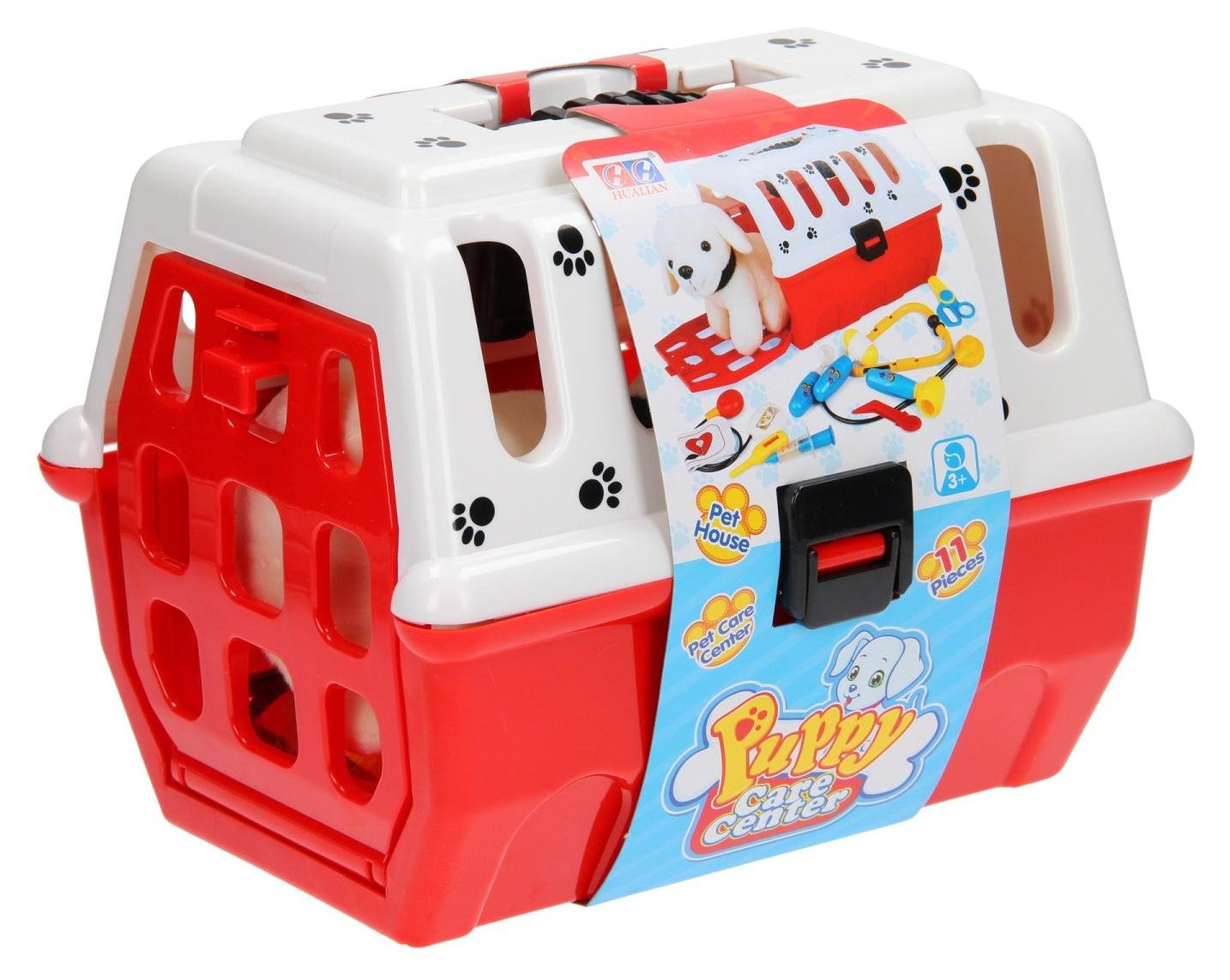 Lobbes Dierenarts speelset met hond, transportbox en knuffel