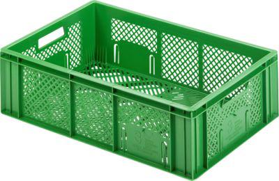 Euro Box Obst-und Gemüsekasten, lebensmittelecht, Inhalt 33,9 L, durchbrochene Version, grün