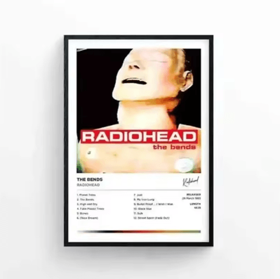 Inspire Picks Radiohead The Bends Album Cover Poster Retro Rock Music Wall Art Canvas 6 40x50cm No Frame