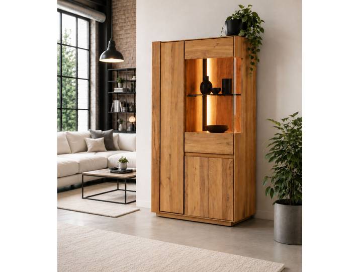 Highboard Aruba aus massiver Wildeiche – Montierte Lieferung – 3%-Vorkasse-Rabatt