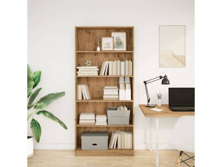 BEAU Bibliothèque de rangement - ZENCORE - Organisateur de Livre - Pour Séjour - chêne artisanal 80x24x176cm - Bois d'ingénierie LH5