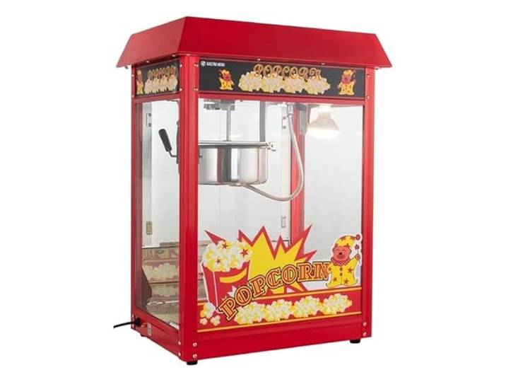 GastroHero Popcornmaschine 5 kg/h, 3 Min pro Portion, PKM-ECO2 Schwenkbarer Kessel, mit Wärmelampe, Edelstahlgehäuse, gehärtetes Glas, Überhitzungsschutz, Einsatzbereit in 5-6 Minuten